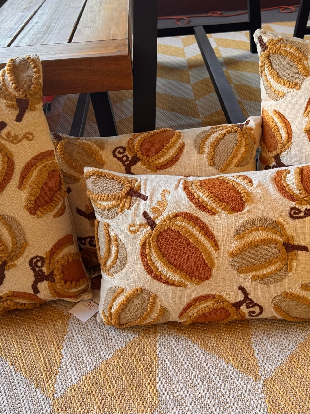 Kirkland Signature Pumpkin Applique Accent Pillow - Mustard, Tan & Cream